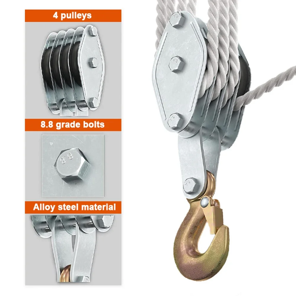Pull Up Bar Tower - 270° Rotatable Rope Pulley Block Zinc