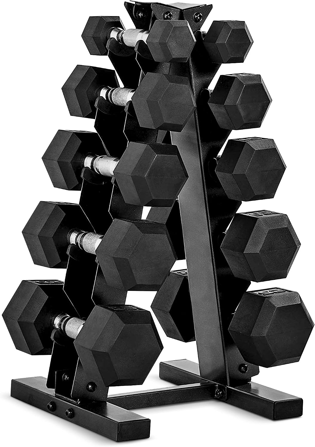 Home Gym Usa - Rubber Coated Hex Dumbbell Set with