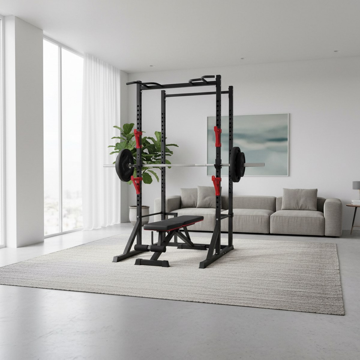 Adjustable Power Rack with Pul - Home Gym Equipment review and price