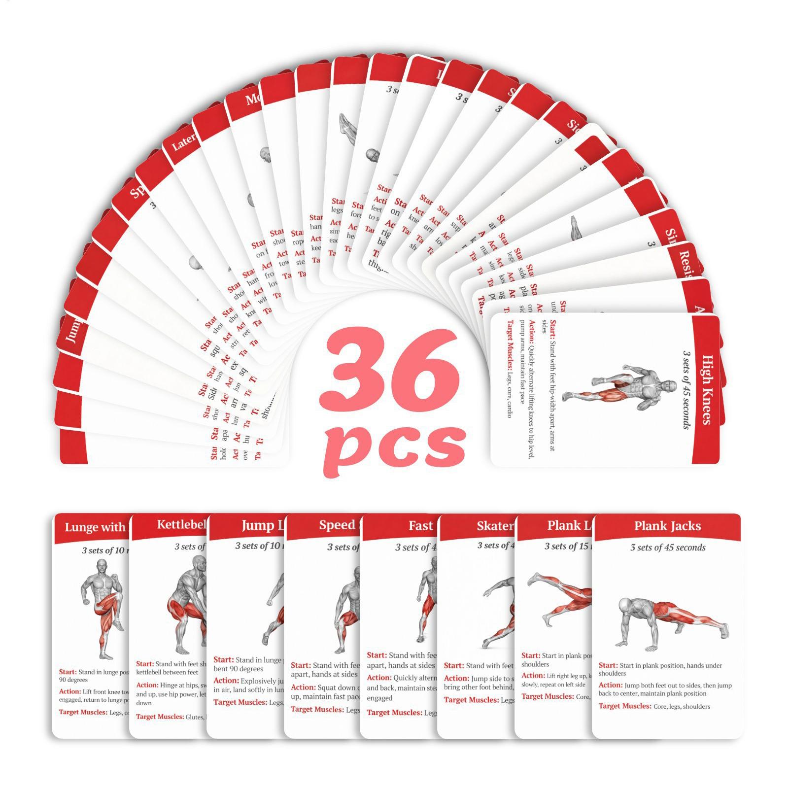 Workout Cards Exercise Deck 36 - Home Gym Kit For Men review and price