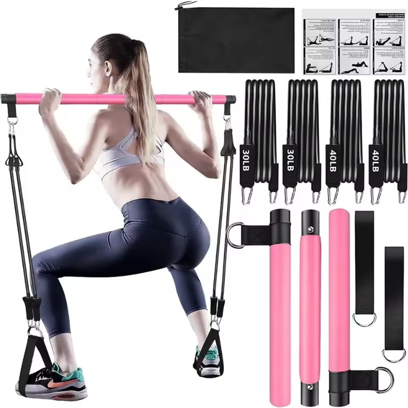 Pilates Bar Kit with Resistanc - Home Gym Kit For Men review and price