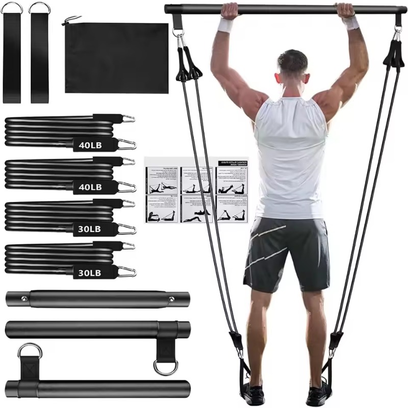 Pilates Bar Kit with Resistanc - Home Gym Kit For Men review and price