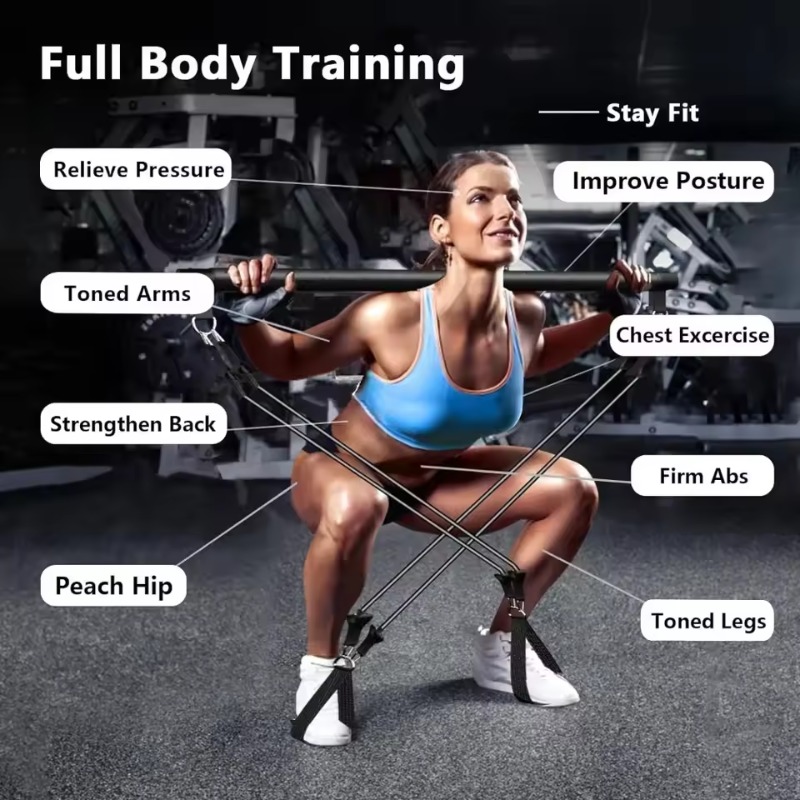 Pilates Bar Kit with Resistanc - Home Gym Kit For Men review and price