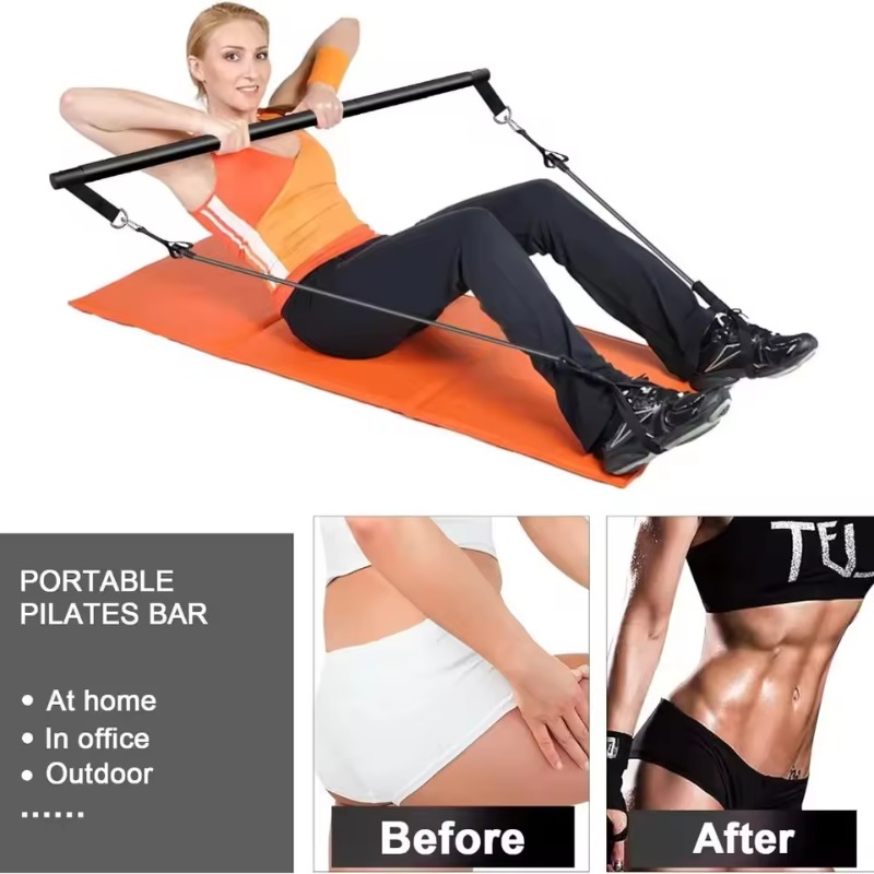 Pilates Bar Kit with Resistanc - Home Gym Kit For Men review and price