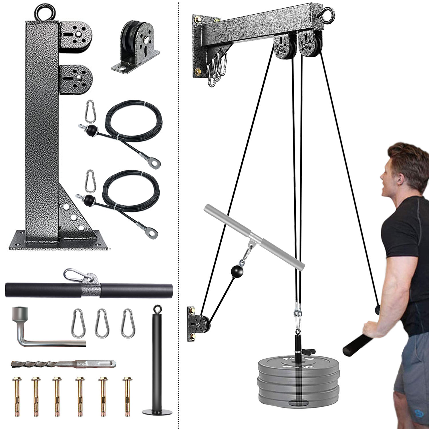 Fitness Wall Mounted Pulley Sy - Pulley Home Gym review and price